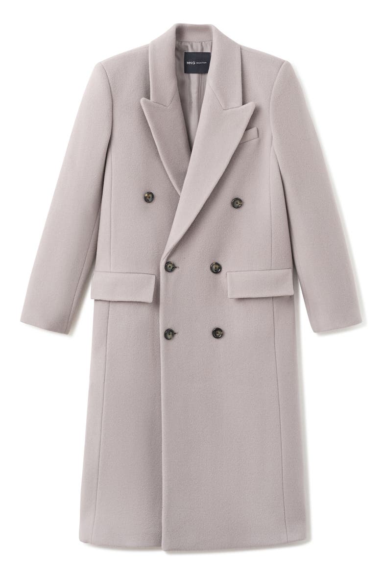 Double Breasted Virgin Wool Blend Coat, Main, color, GREY