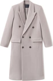MANGO Double Breasted Virgin Wool Blend Coat