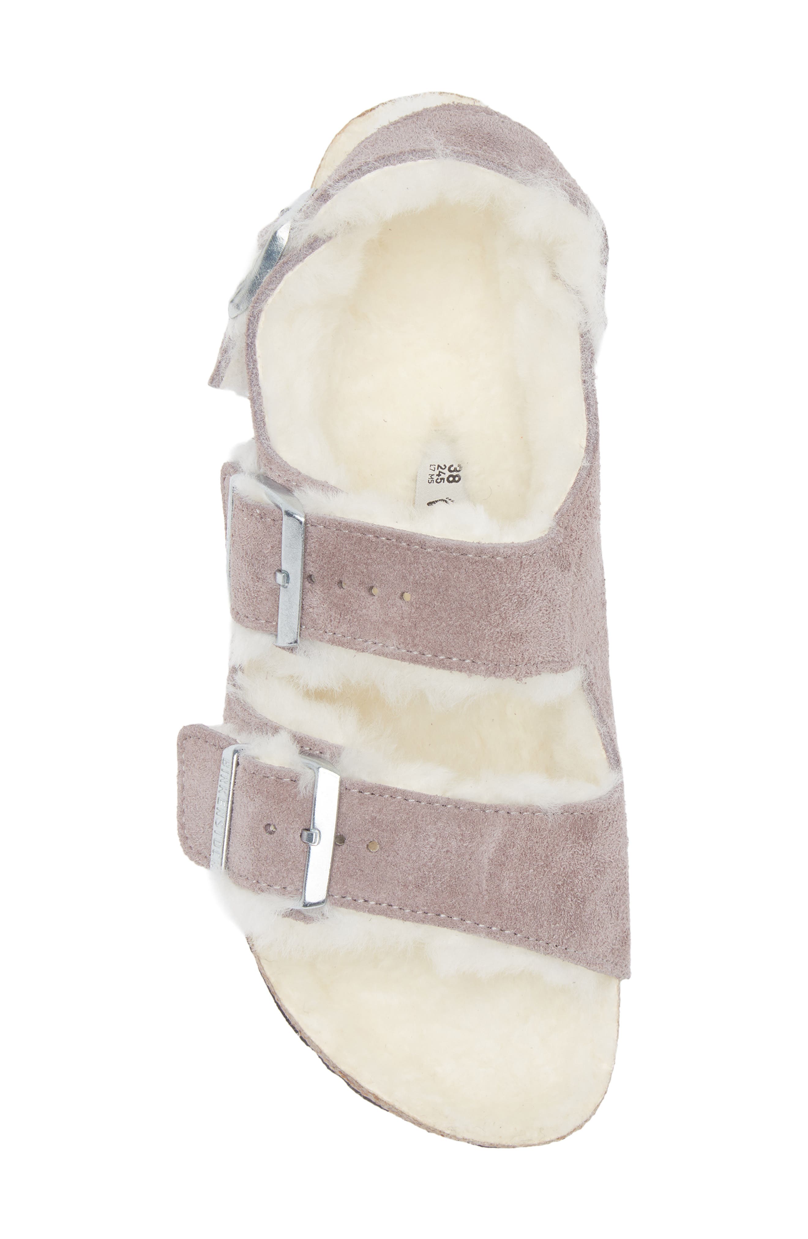 Birkenstock Milano Genuine Shearling Slingback Sandal, Alternate, color, Faded Purple