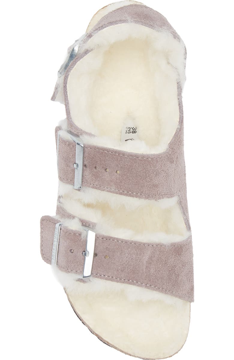 Birkenstock Milano Genuine Shearling Slingback Sandal, Alternate, color, Faded Purple