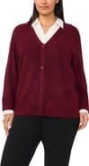 Halogen® Mixed Media Twofer V-Neck Cardigan