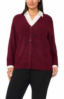 Mixed Media Twofer V-Neck Cardigan