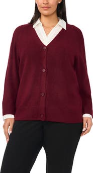 Halogen® Mixed Media Twofer V-Neck Cardigan