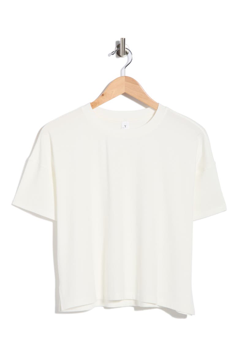 Heavenly Ribbed Deluxe Boxy Crop T-Shirt, Main, color, WHITE DOVE