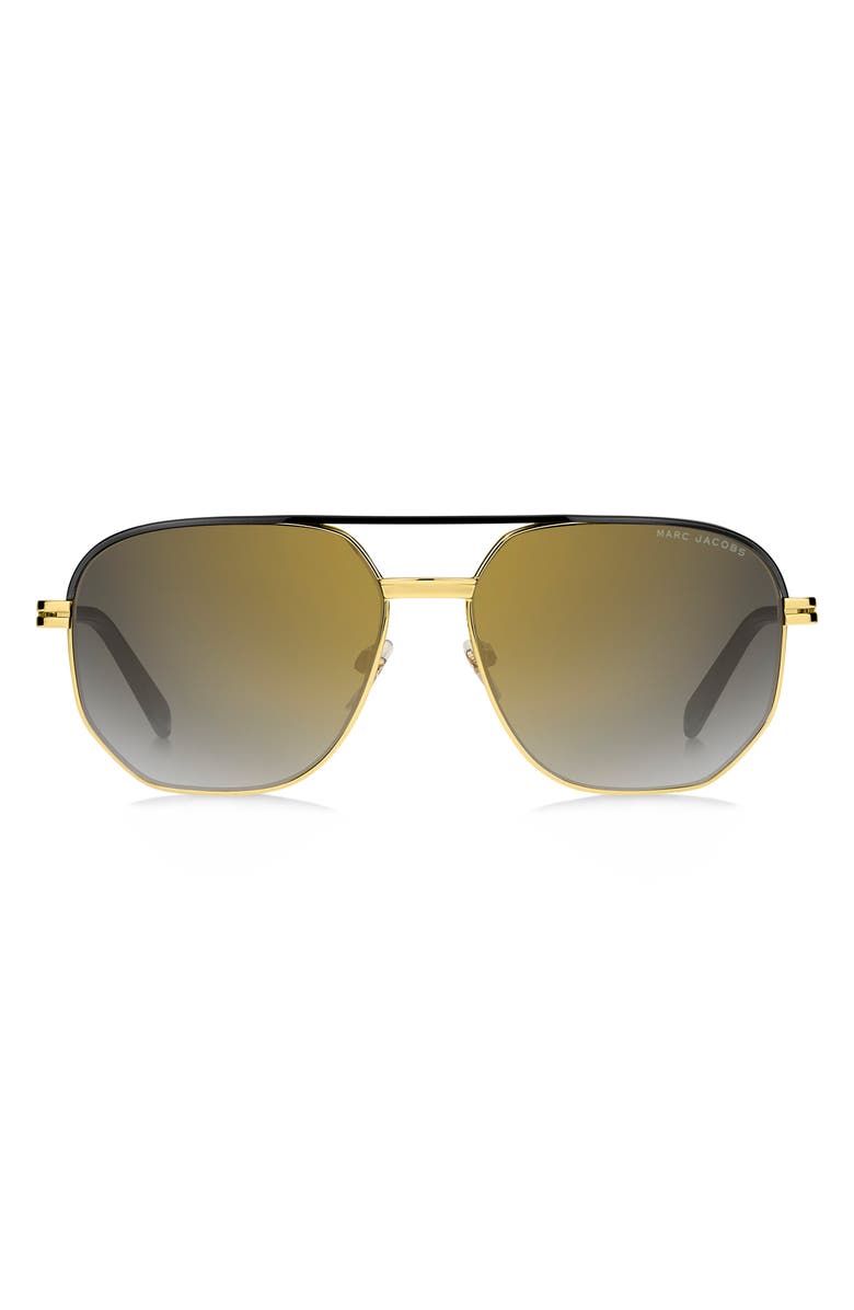 Marc Jacobs 58mm Gradient Aviator Sunglasses, Main, color, Gold Black/ Grey Gold Gradient