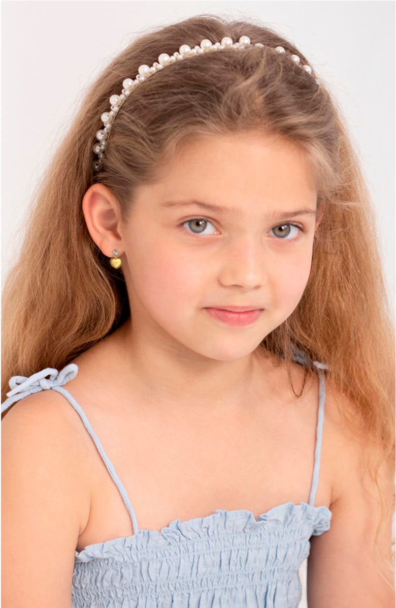 In Season Jewelry 14k Heart Dangle Cubic Zirconia Earrings, Alternate, color, Gold