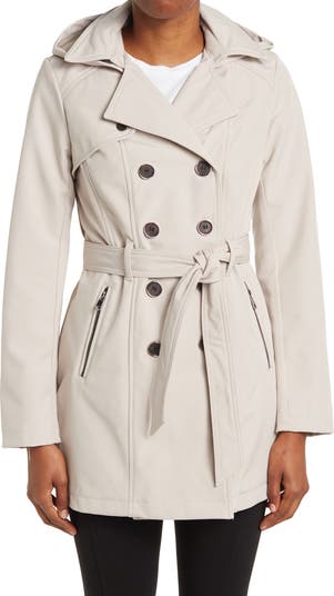 Water-Resistant Hooded Double-Breasted Trench Coat