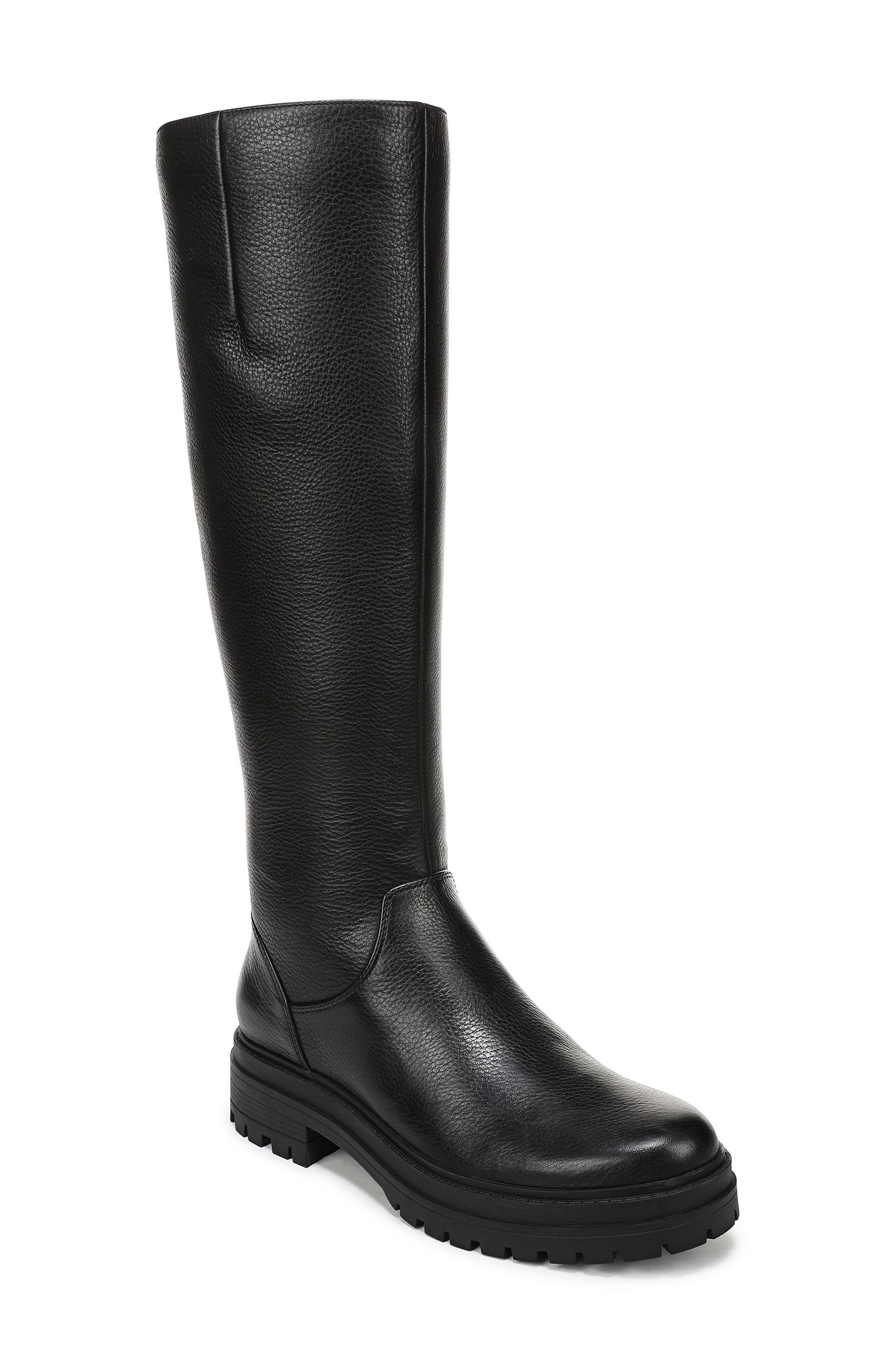 Gretchen Knee High Leather Boot, Main, color, BLACK LEATHER