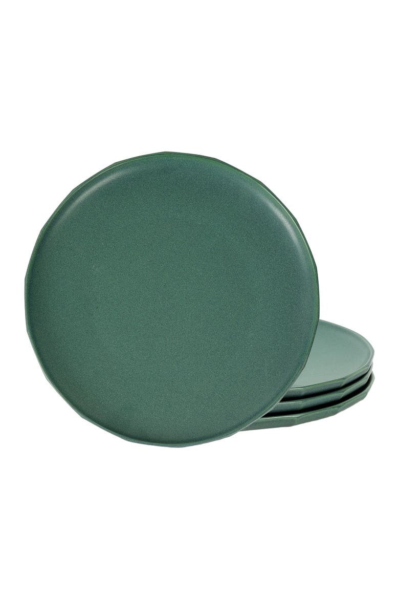Rio Stoneware 4-Piece Dinner Plate Set, Main, color, Green