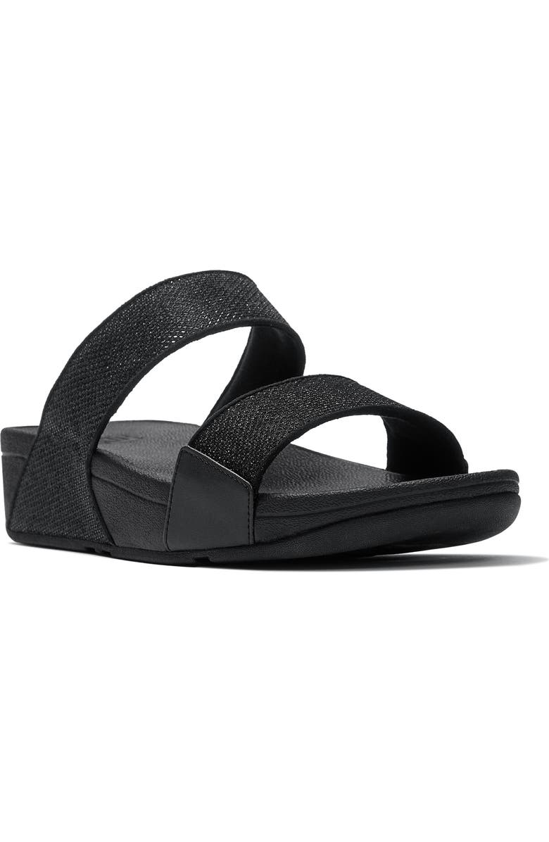FitFlop Lulu ShimmerGlitz Slide Sandal, Main, color, Black