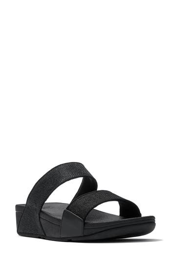 Fitflop Lulu Shimmerglitz Slide Sandal In Black