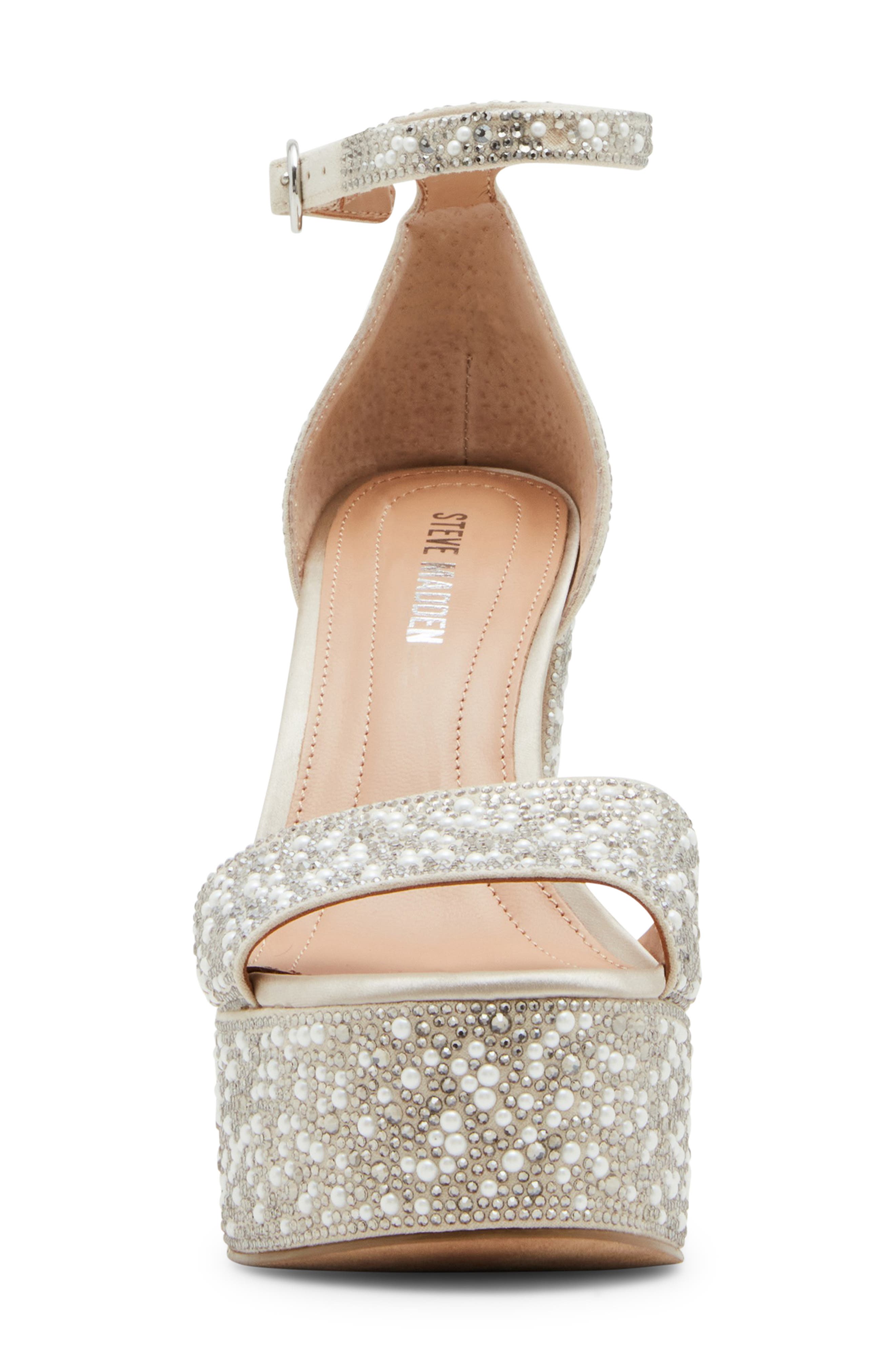 Steve Madden Glam Ankle Strap Platform Sandal, Alternate, color, Ivory