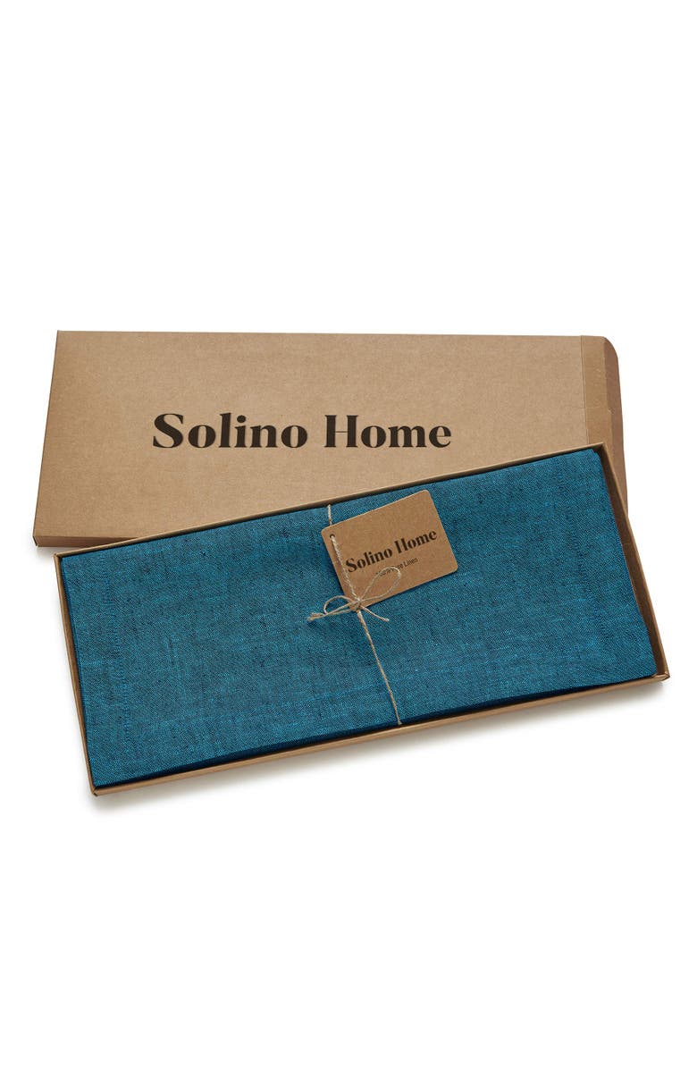 Solino Home Linen Table Runner - Athena, Alternate, color, Chambray Teal