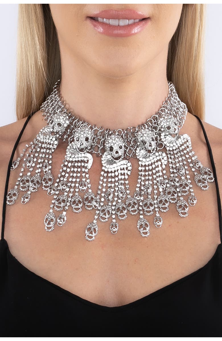 EYE CANDY LOS ANGELES Luna Skull Statement Necklace, Alternate, color, 