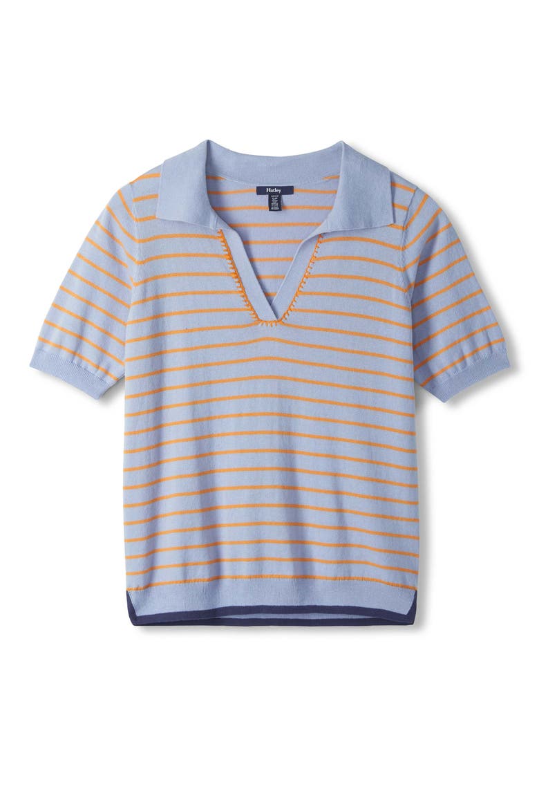 Serenity Stripe Polo Top, Alternate, color, SERENITY