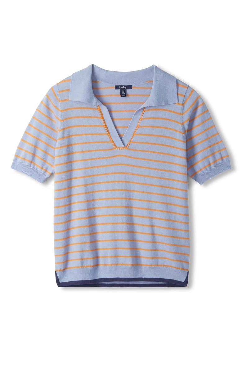 Hatley Serenity Stripe Polo Top, Alternate, color, Serenity