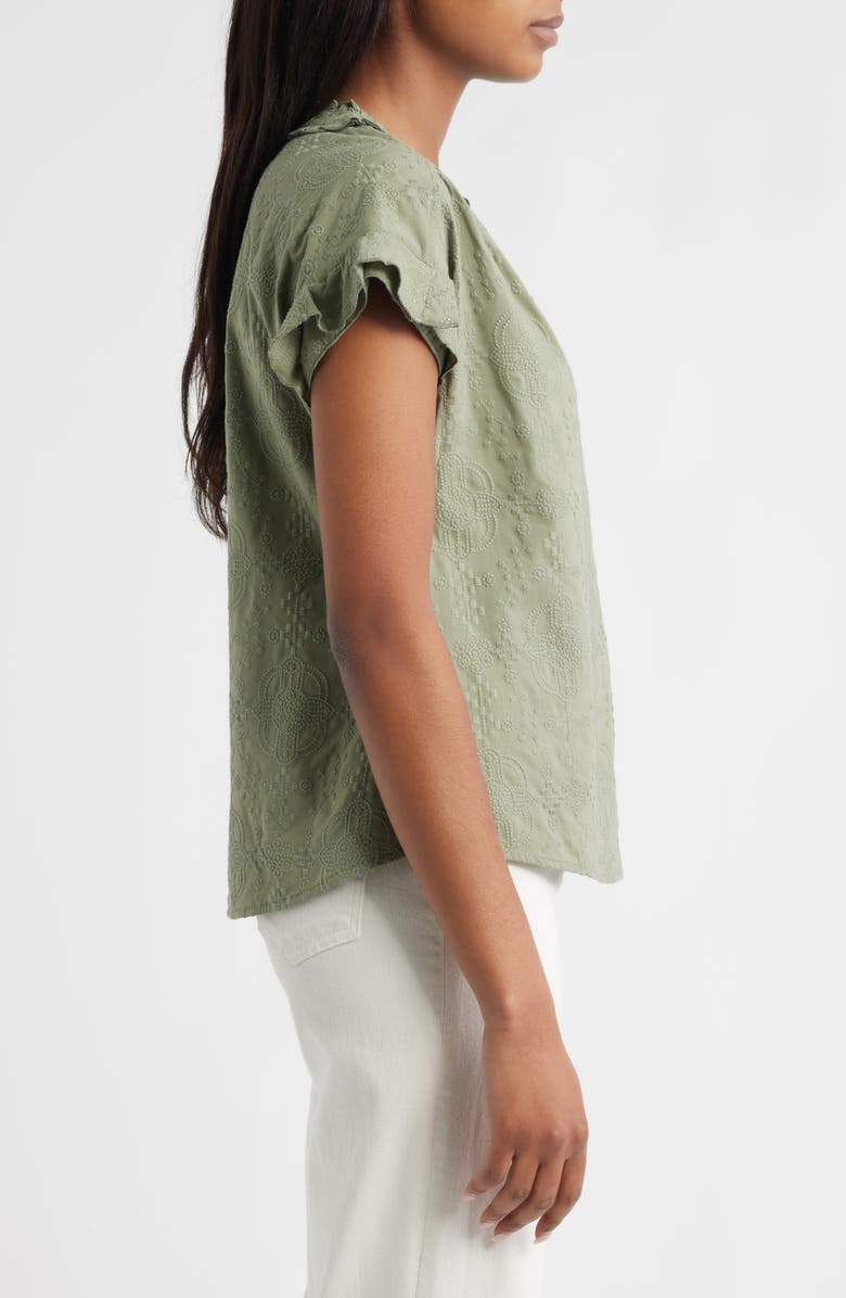 Wit & Wisdom Embroidered Split Neck Top, Alternate, color, Oregano