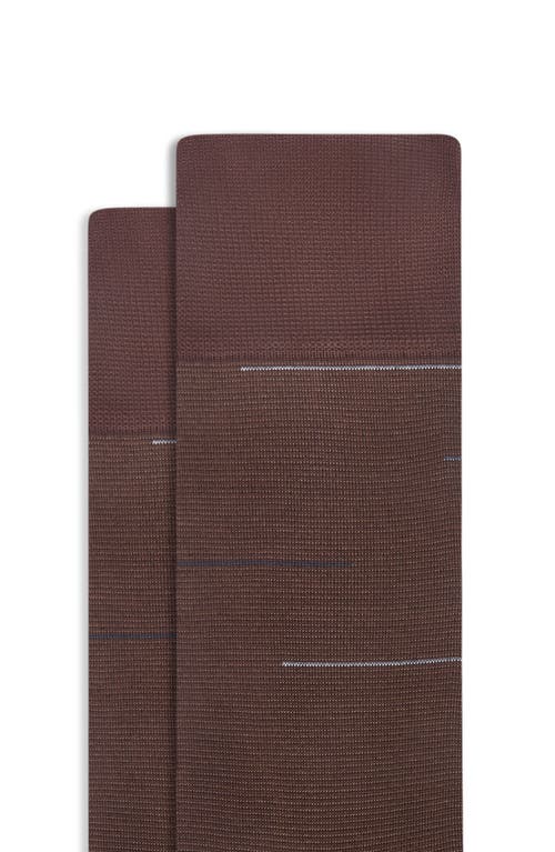 Bugatchi Broken Stripe Mercerized Cotton Blend Dress Socks In Brown
