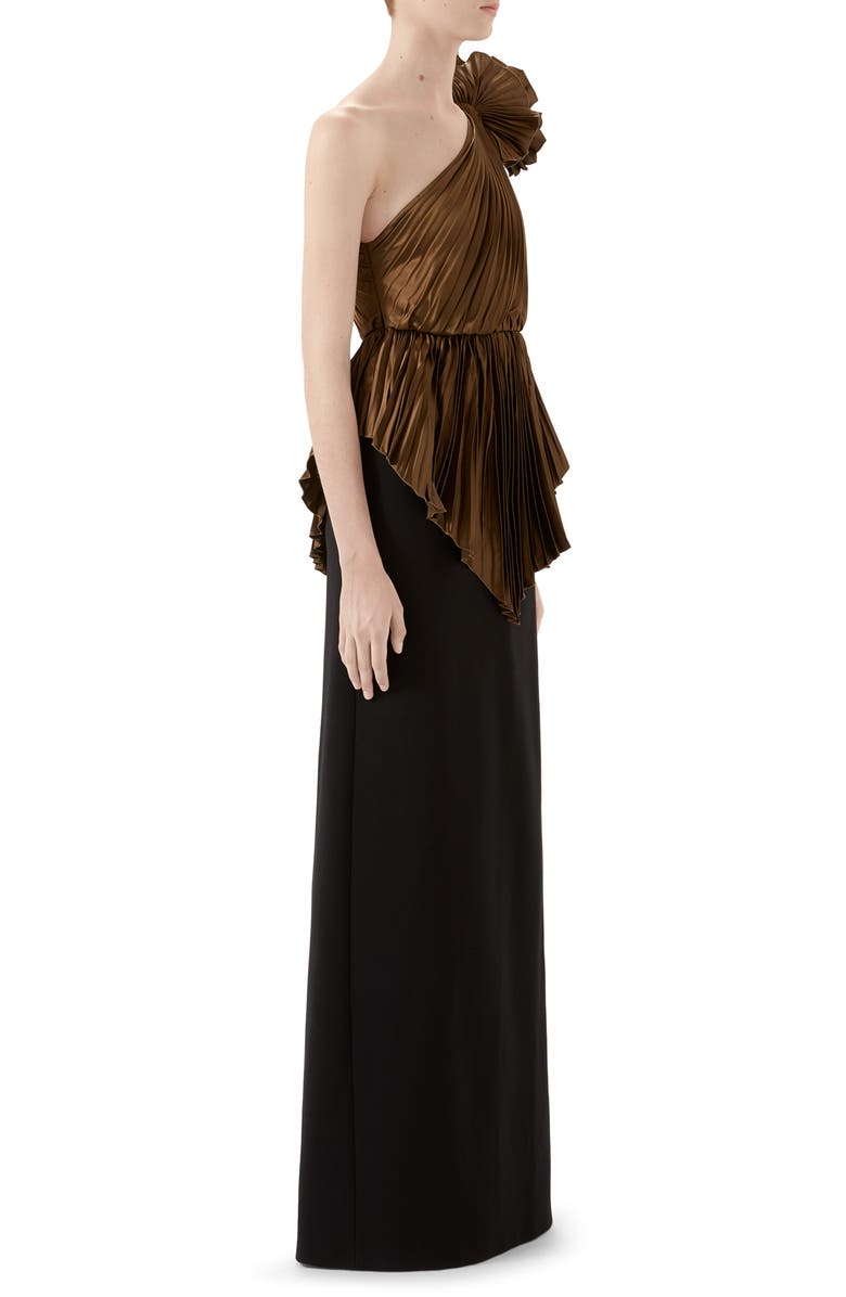 Gucci Plissé One-Shoulder Gown, Alternate, color, 