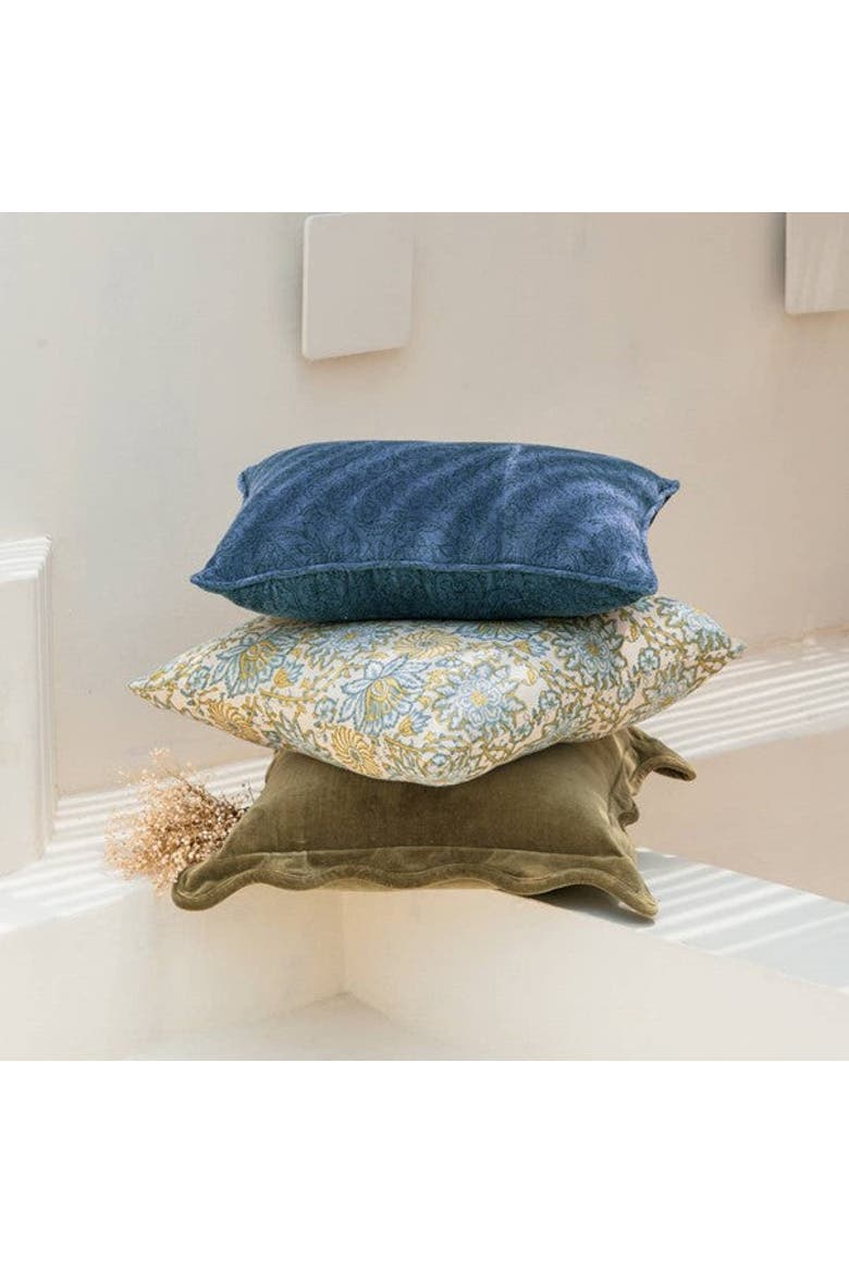 Bloom Blockprint Pillow - Cover Only, Alternate, color, Blue