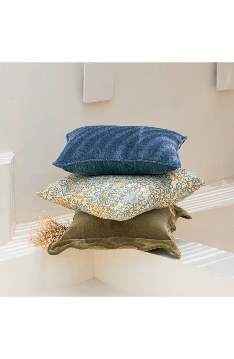 Mela Artisans Bloom Blockprint Pillow - Cover Only, Alternate, color, Blue