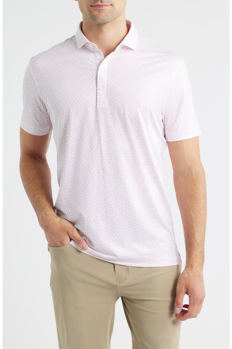 Marina Palm Tree Print Performance Jersey Polo, Main, color, PUNCH