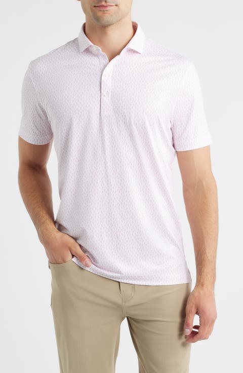 Marina Palm Tree Print Performance Jersey Polo