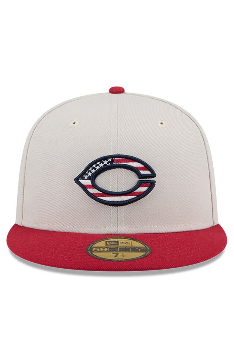 New Era Men's New Era  Khaki/Red Cincinnati Reds 2024 Fourth of July 59FIFTY Fitted Hat, Alternate, color, 