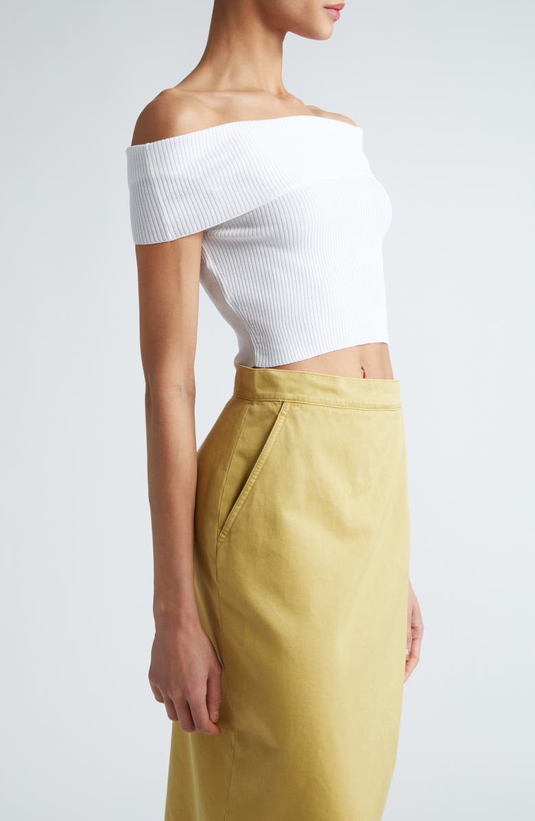 Max Mara Cennare Rib Off-the-Shoulder Crop Sweater, Alternate, color, 