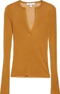 Max Mara Saggina Split Neck Rib Silk Top
