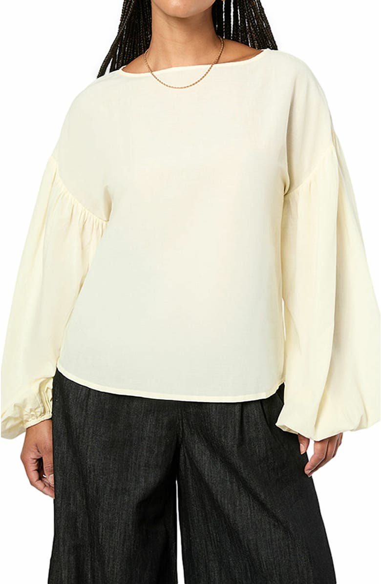 WeWoreWhat Billow Sleeve Boat Neck Top, Alternate, color, Ivory