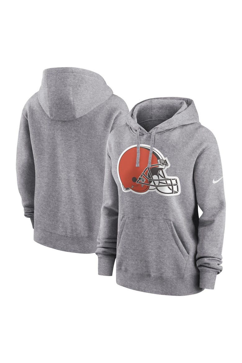 Women's Nike Heather Gray Cleveland Browns Team Logo Club Fleece Pullover Hoodie, Main, color, Heather Gray