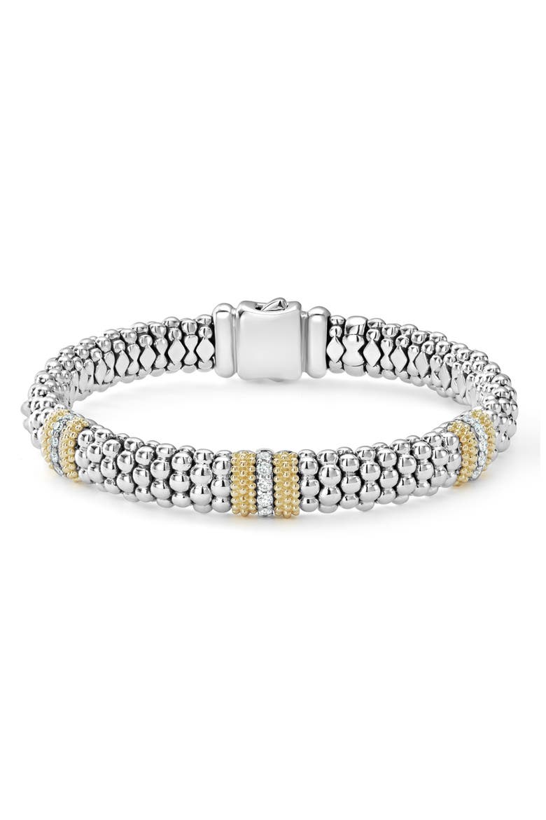 Caviar Lux Diamond Bracelet, Main, color, SILVER