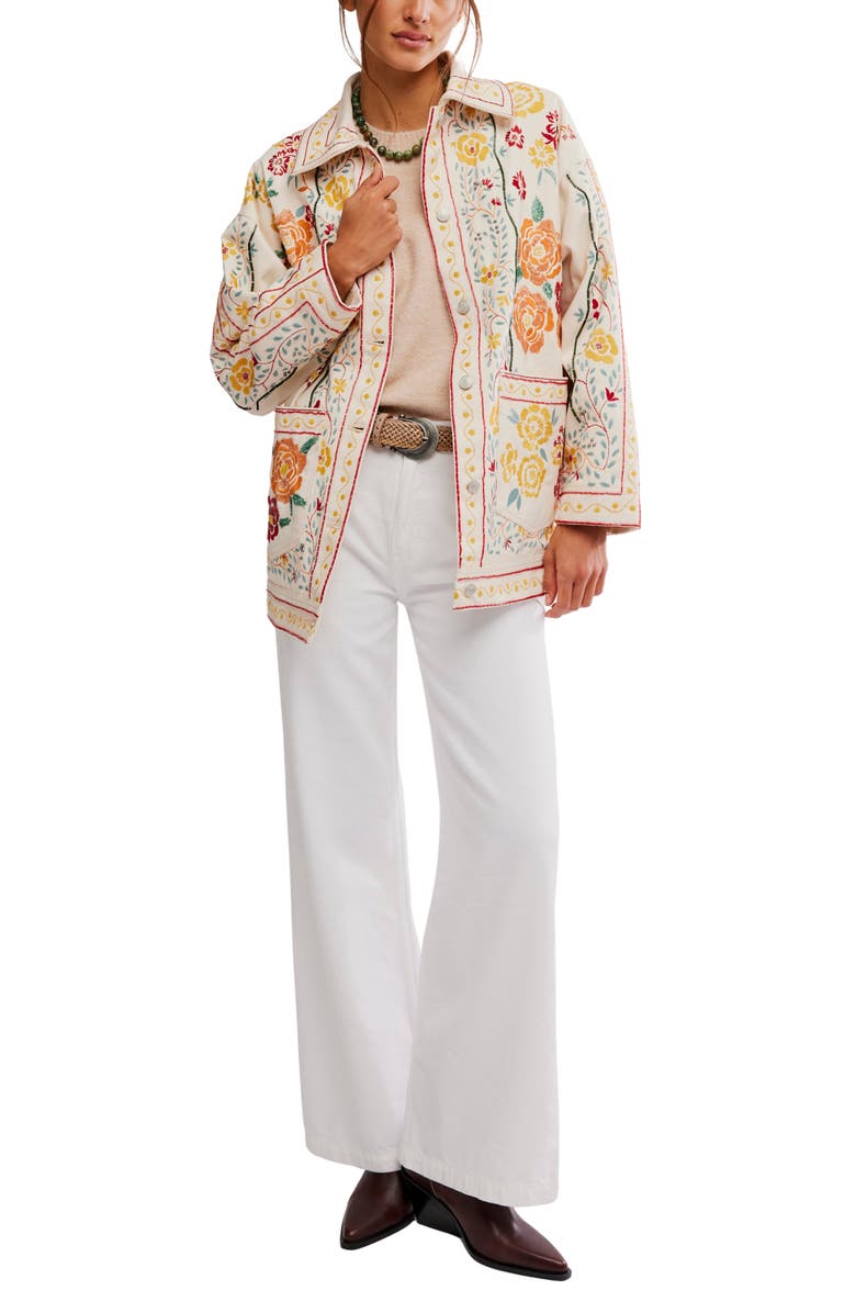Free People Avery Beaded Embroidered Cotton Jacket, Alternate, color, Pearled Ivory