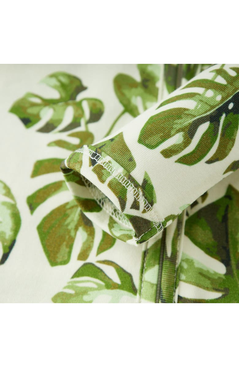 Milkbarn Cotton Stretch Zipper Footed Romper, Alternate, color, Island Leaf