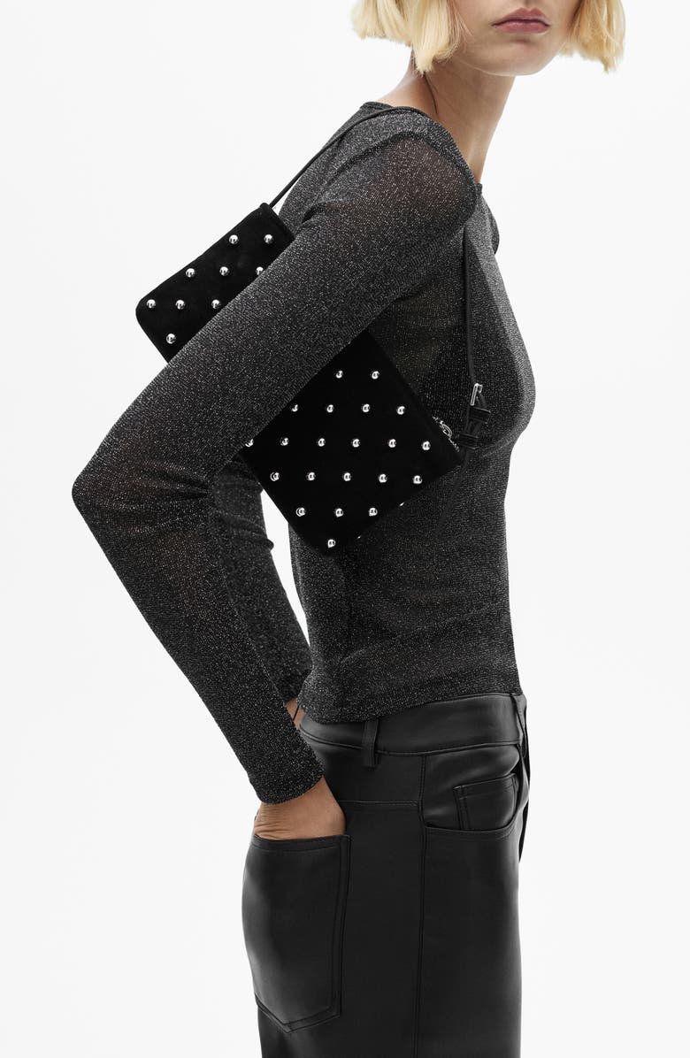 MANGO Sheer Metallic Top, Alternate, color, 