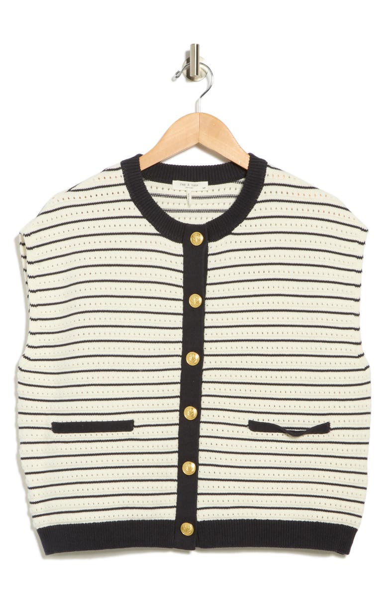 rag & bone Evelyn Stripe Vest, Alternate, color, Ivorymult