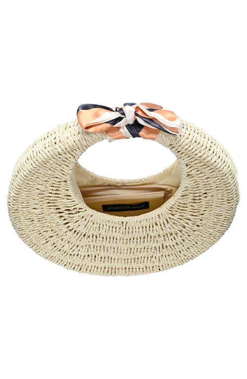 Madison West Structured Woven Straw Hobo Shoulder Bag In Cream