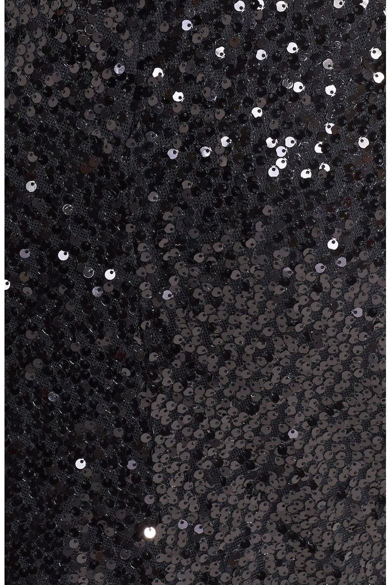 Sequin Gathered Sheath Dress, Alternate, color, BLACK