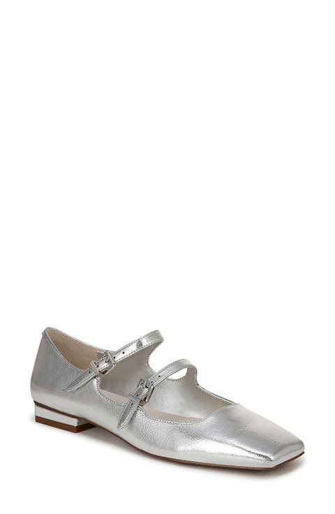 Tesoro Metallic Mary Jane Flat (Women)