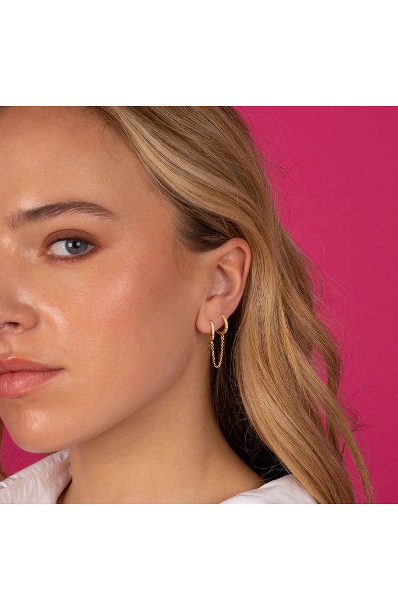 BY ADINA EDEN CZ Double Huggie Chain Earring, Alternate, color, Gold