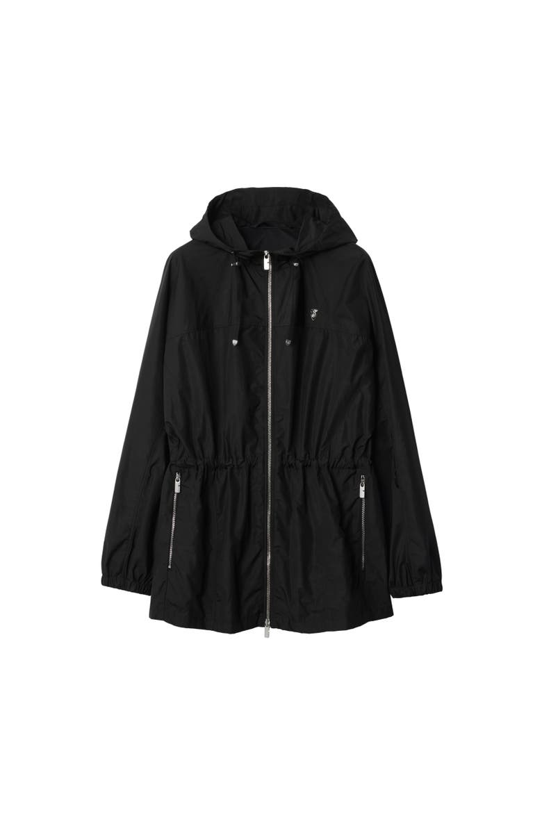 Burberry Short Nylon Cotton Parka, Alternate, color, Black