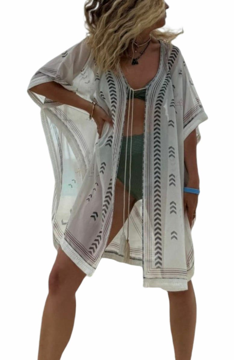 Biliblond Kaftan eye Gallabia, Alternate, color, White