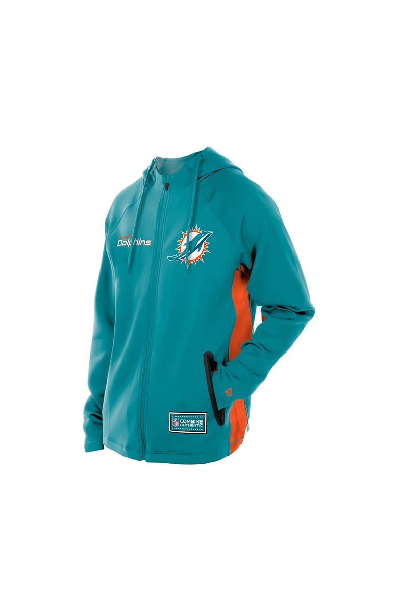 New Era Men's New Era  Aqua Miami Dolphins Combine Authentic Raglan Scuba Full-Zip Hoodie, Alternate, color, Aqua
