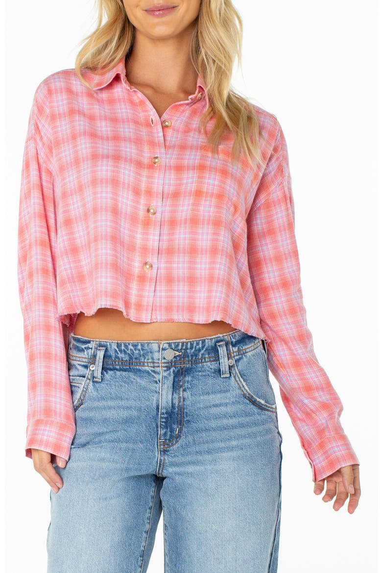 Rockford Plaid Crop Button-Up Shirt, Main, color, CAMELLIA