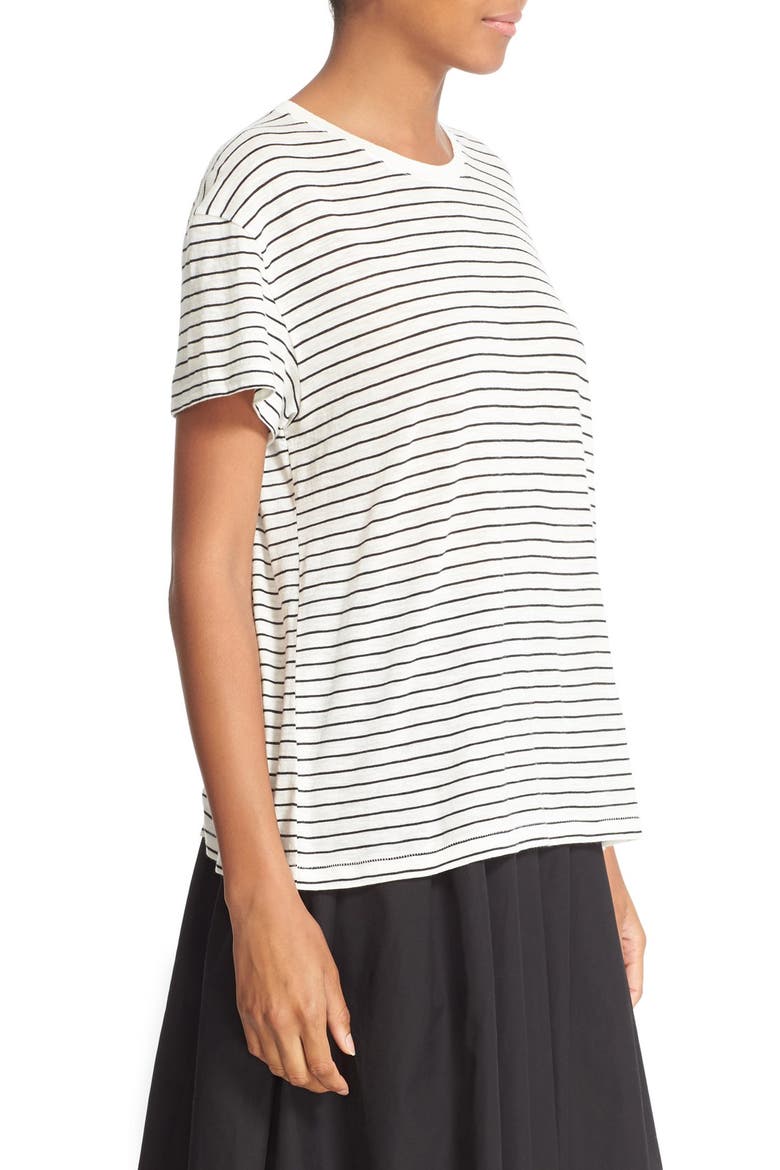 Relaxed Stripe Tee, Alternate, color, VANILLA/ BLACK