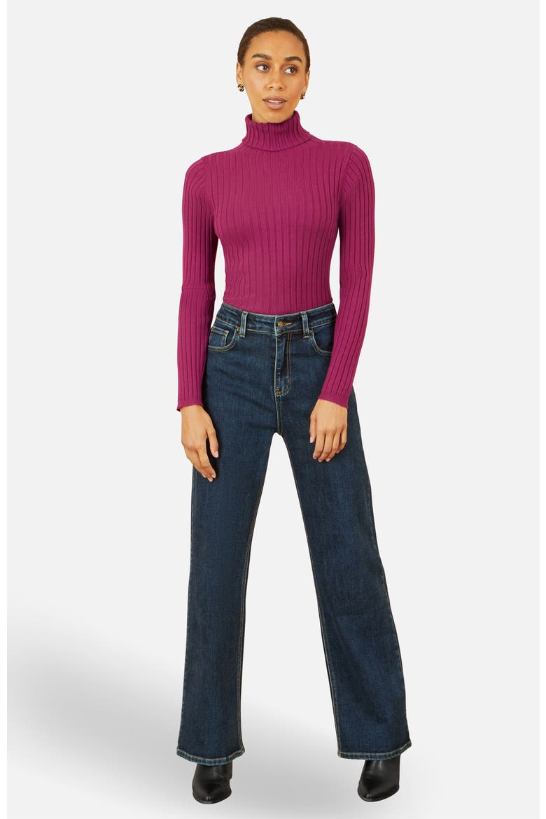 Ribbed Knit Roll Neck Jumper, Alternate, color, Plum