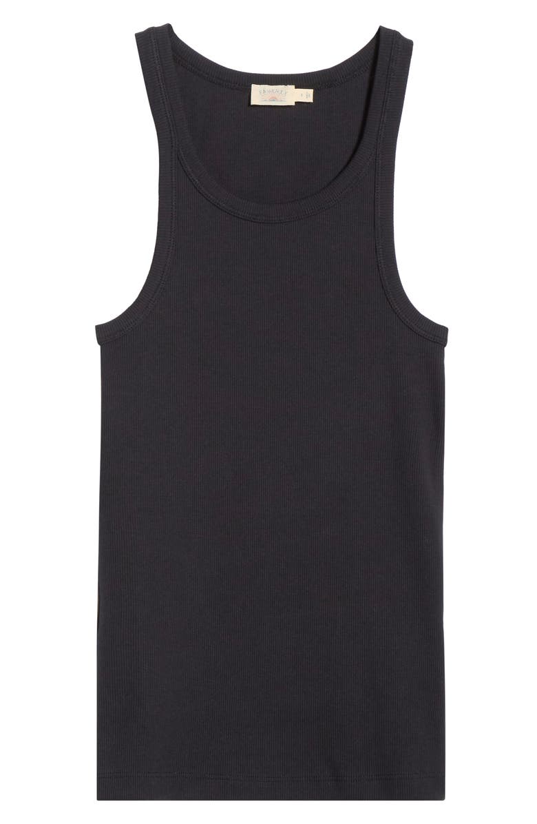 Faherty Surfside Stretch Organic Cotton Rib Tank, Alternate, color, Black