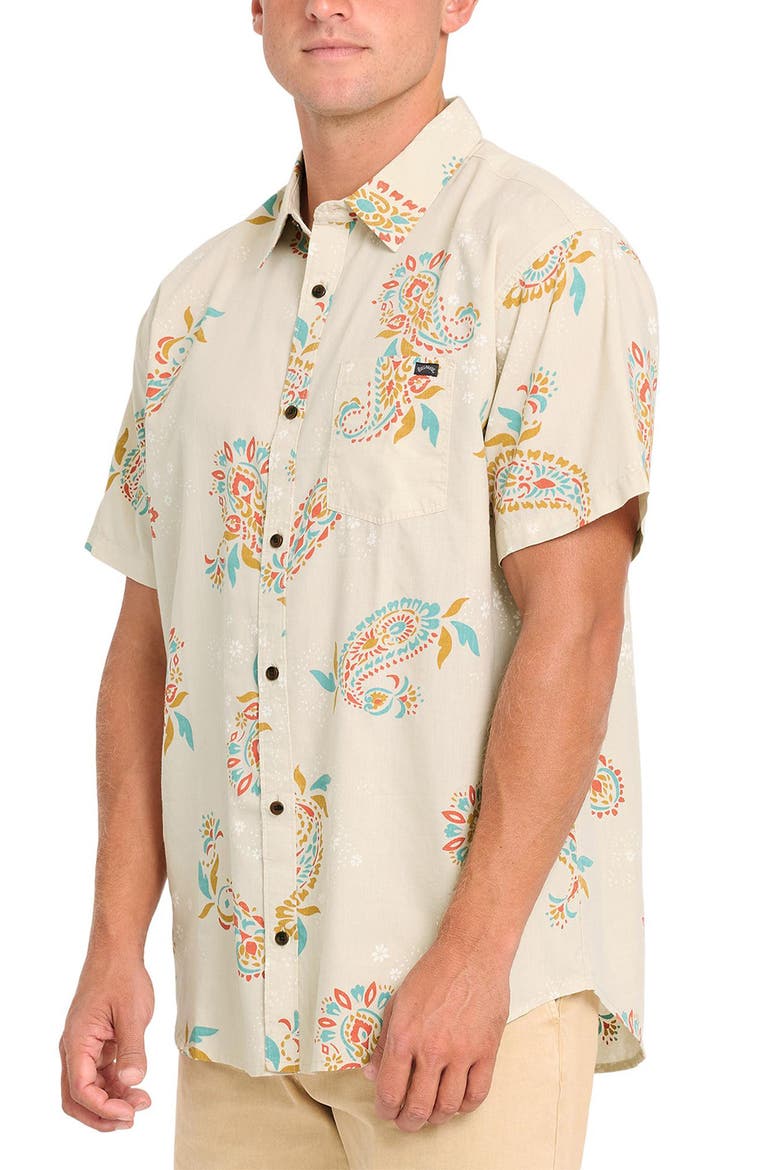 Sundays Short Sleeve Cotton Blend Button-Up Shirt, Alternate, color, OATMEAL