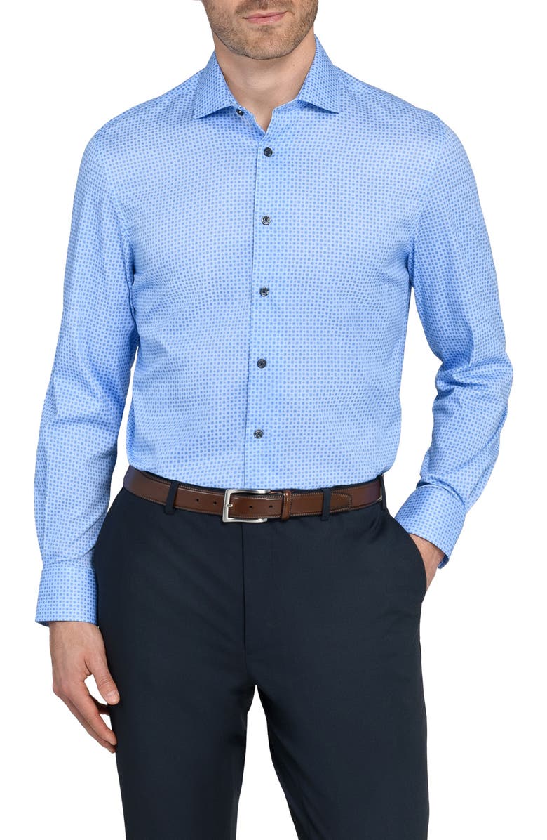 W.R.K Geo Motif Slim Fit Cotton Dress Shirt, Main, color, Light Blue